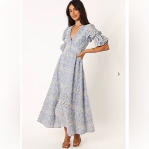 Petal & Pup Light Blue Lace Maxi Dress
